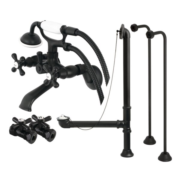 Clawfoot Tub Faucet Packages, Matte Black, Tub Wall Mount